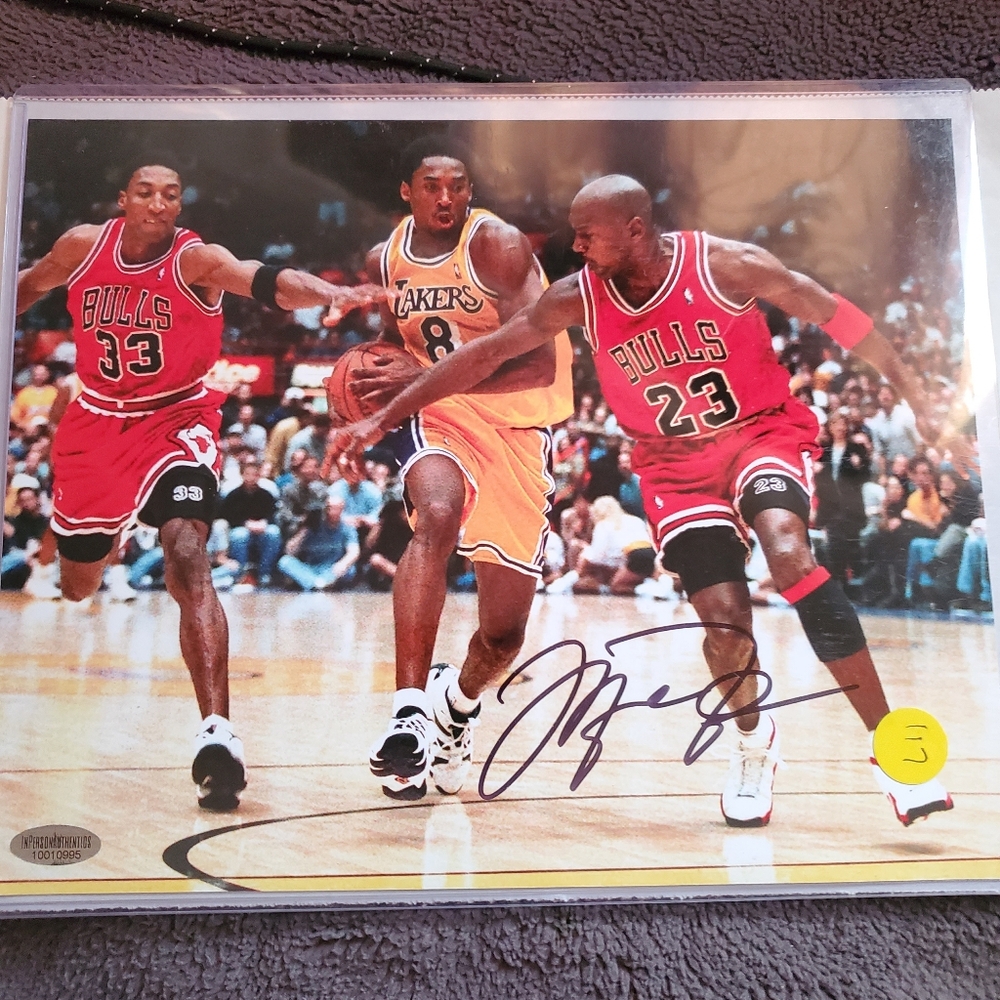 Michael Jordan Signed Chicago Bulls vs Lakers Photo 8x10 Coa